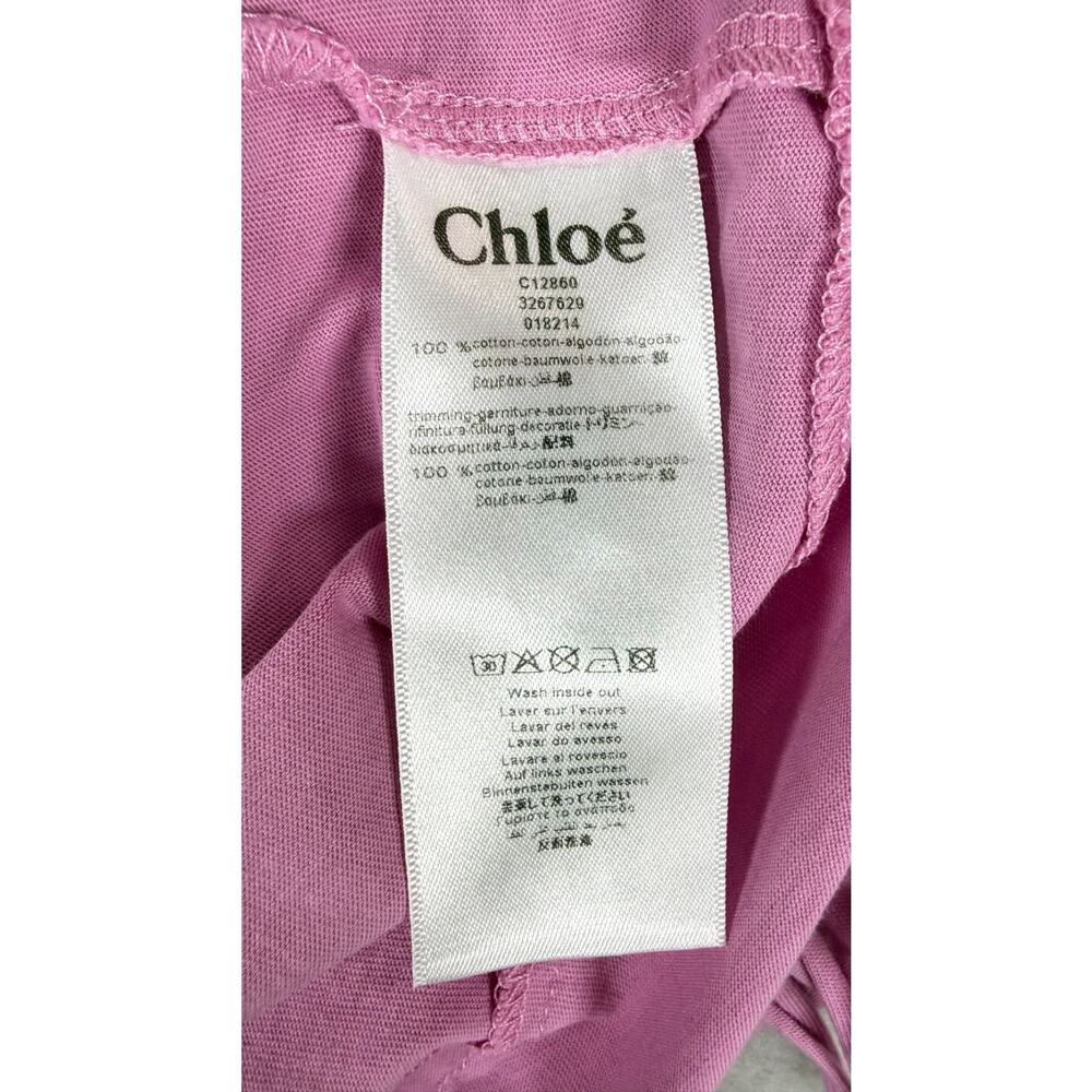 Chloe Girls Pink Logo Heart Fringe Hem Dress Size 10 Luxury Designer Cotton - Picture 8 of 10